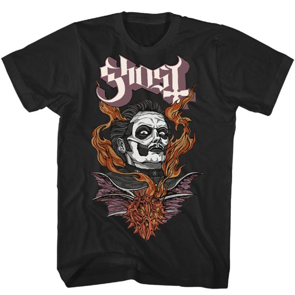 GHOST  CARDINAL COPIA FLAMING FACE  T-SHIRT For Discount