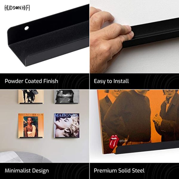 HUDSON HI-FI: LP VINYL RECORD WALL DISPLAY SHELF BLACK - 6 PACK Fashion - Image 2